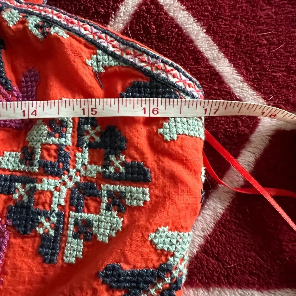 Rare! NWOT Anthropologie Dark Orange Embroidered Dress 8 - Picture 11 of 12